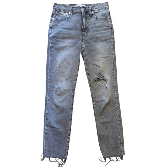 Madewell Jeans Women's 25 Washed Black Perfect Vintage Ripped Cosner Wash - Picture 1 of 5